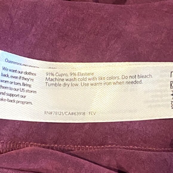 Eileen Fisher Crewneck Long Sleeve Cupro Blend Midi Dress in Jam Sz S #275D - Picture 9 of 9